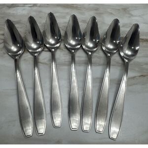 Knobler MCM Sleek Design Stainless Steel Set of 7 Grapefruit Spoons Fruit Japan‎